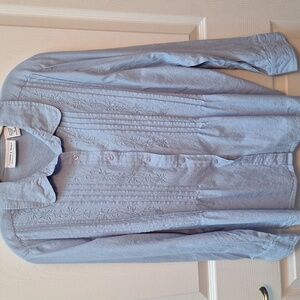 C womens Country Store casual solid blue button front shirt XL